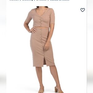 7 For All Manking  Tan Dress. Sz Small